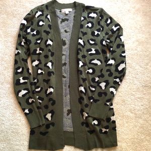 It’s Our Time army green leopard cardigan